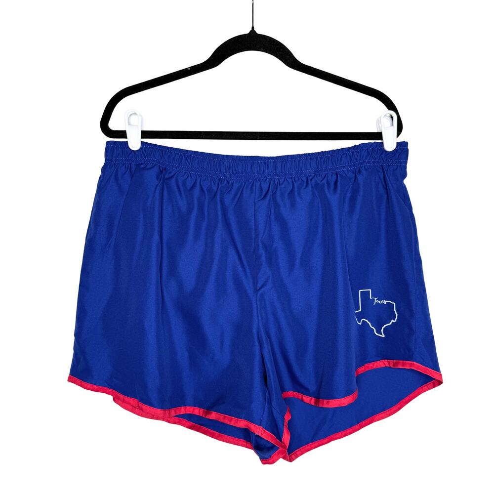 Just Be Free Texas Athletic Running Shorts Size XL Blue Red Activewear Athletic